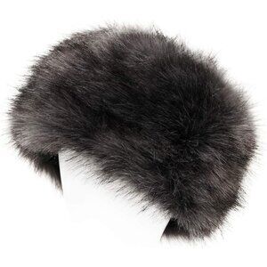 Women's Gray Winter Faux Fur Cossak Russian Style Hat Warm Cap